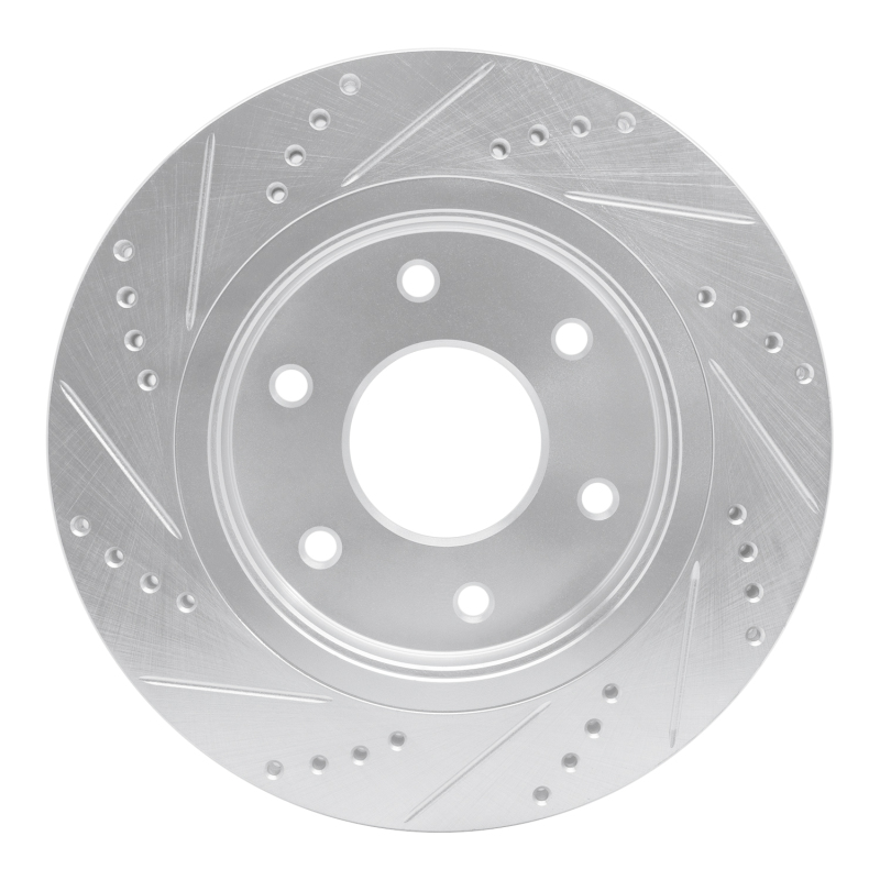 Infiniti QX56 Brake Rotor (1) - Front Right - R1 Concepts - Drilled & Slotted - Silver - `05-`07